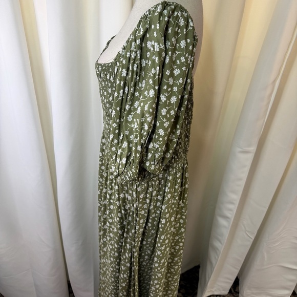 NWT Lulus ‘Strolls With You’ Olive Green Floral Print Puff Sleeve Maxi Dress 3X - Picture 8 of 15